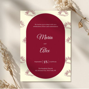 Invitation Mariage Bohème Minimaliste Arché Bordeaux Soleil