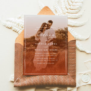 Invitation Mariage Bohème Minimaliste en Terre Cuite Orange