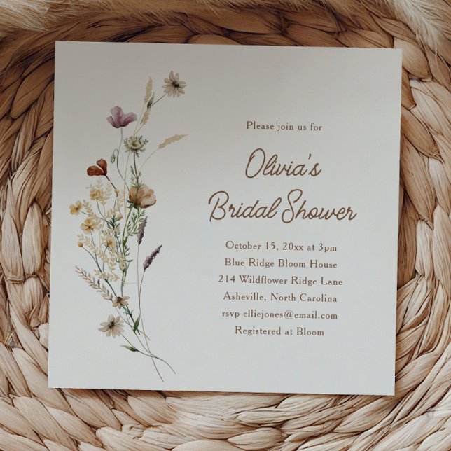 Invitation Mariage Bohème Minimaliste Moderne aux Fleurs Sauv (Créateur téléchargé)