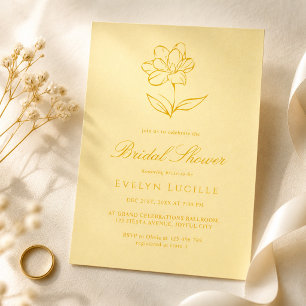 Invitation Mariage Bohème Moderne Jaune Beurre Élégant