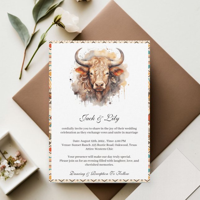 Invitation Mariage Bohème Occidental (Créateur téléchargé)