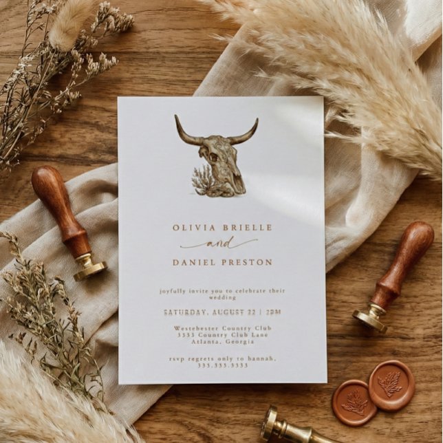 Invitation Mariage Bohème Occidental avec Herbe de Pampa Rust (Créateur téléchargé)