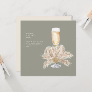 Invitation Mariage Bohème Pampas Champagne Sage/Cream Carré I