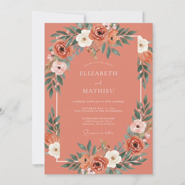 Invitation Mariage Bohème prospère en Terracotta (Devant)