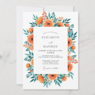 Invitation Mariage Bohème Rayonnant Orange