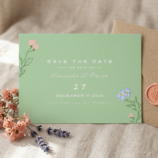 Invitation Mariage Bohème Rétro Floral Groovy Classique