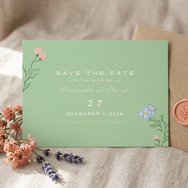 Invitation Mariage Bohème Rétro Floral Groovy Classique  (Créateur téléchargé)