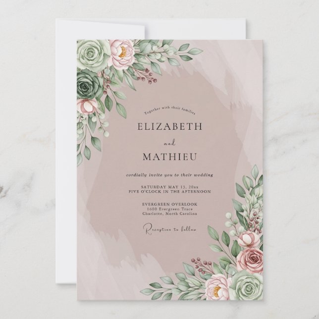 Invitation Mariage Bohème Rêveur Mauve (Devant)