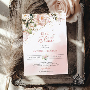 Invitation Mariage bohème rose poudré floral or levé et brill