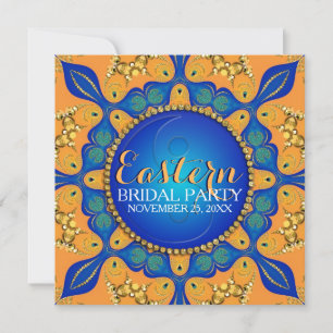 Invitation Mariage Bohème Royal Bleu Or Orange