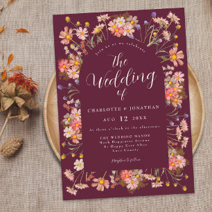 Invitation Mariage Bohème Rustique aux Fleurs Sauvages de Bou