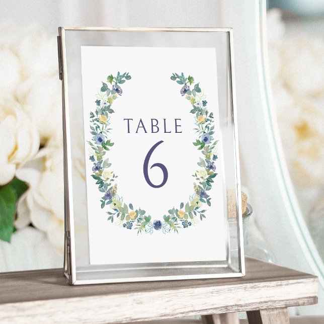 Invitation Mariage bohème rustique bleu jaune fleuri (Créateur téléchargé)