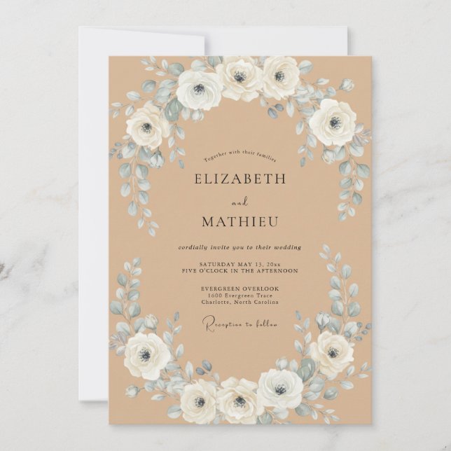 Invitation Mariage Bohème Rustique Brun (Devant)