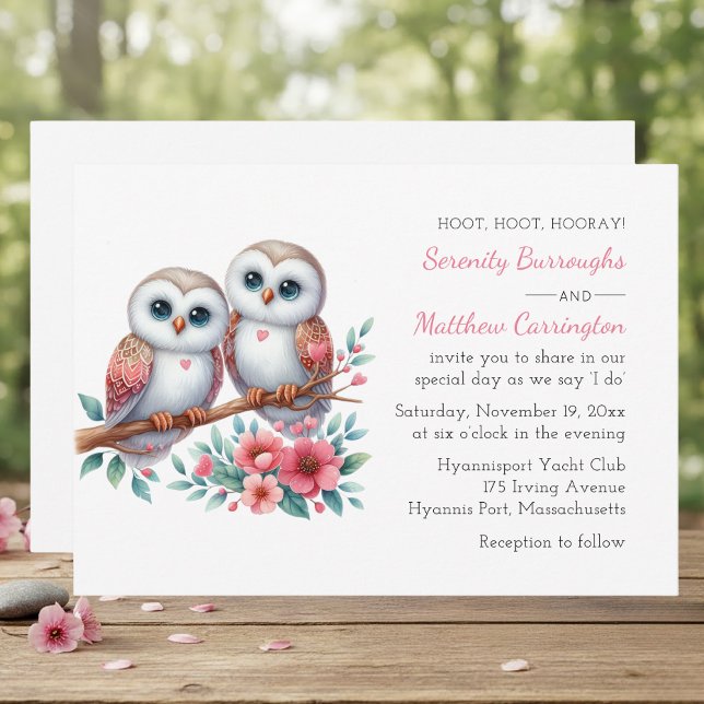 Invitation Mariage Bohème Rustique de Campagne au Thème Hibou (Créateur téléchargé)
