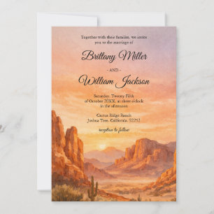 Invitation Mariage Bohème Rustique Désert Montagne Sud-Ouest