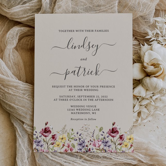 Invitation Mariage Bohème Rustique Fleurs Sauvages (Créateur téléchargé)