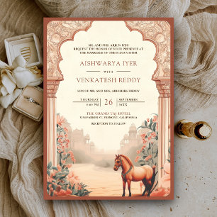 Invitation Mariage Bohème Rustique Floral Indien à Cheval