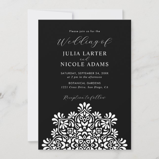 Invitation Mariage Bohème Rustique Floral Mandala Soleil Leva (Devant)