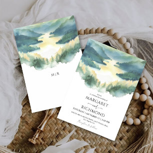 Invitation Mariage Bohème Rustique Forêt de Montagne Pin