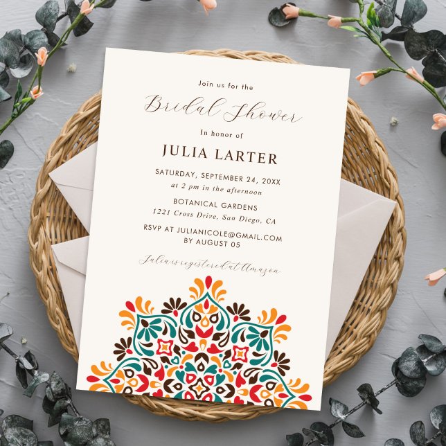 Invitation Mariage Bohème Rustique Mandala Floral Soleil Leva (Créateur téléchargé)