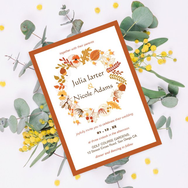 Invitation Mariage Bohème Séché Floral Rustique Automne (Créateur téléchargé)