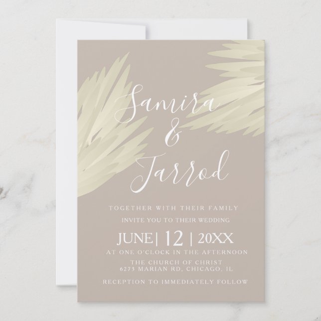 Invitation Mariage Bohème Simple Pampas (Devant)