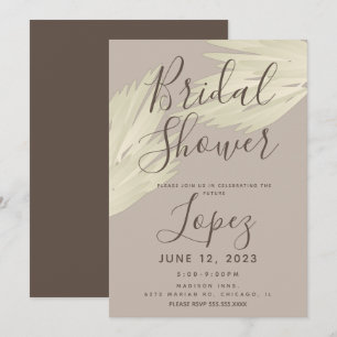Invitation Mariage Bohème Simple Pampas Beige Marron