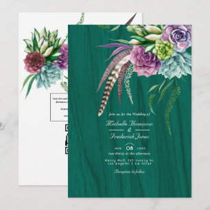 Invitation Mariage bohème succulent mystique QR Code RSVP