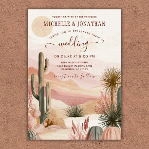 Invitation Mariage Bohème Sud-Ouest Aquarelle Désert Cactus