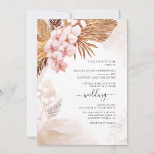 Invitation Mariage Bohème Terracotta avec Palmiers Séchés et