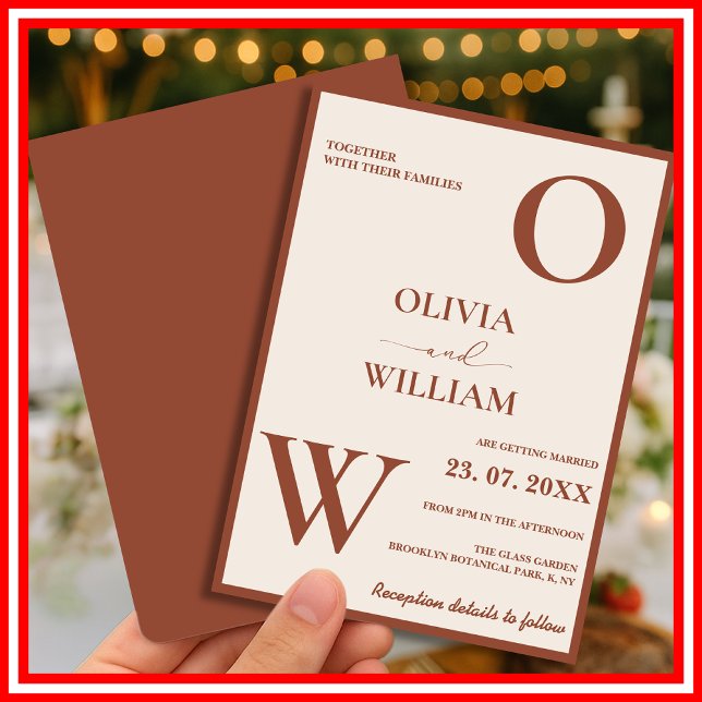 Invitation Mariage Bohème Terracotta Orange Brûlé Rustique  (Créateur téléchargé)