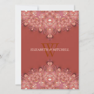 Invitation Mariage Bohème Terre Cuite Dentelle Cœur