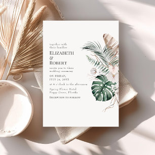 Invitation Mariage Bohème Tropical Orchidée et Monstera