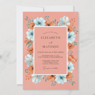 Invitation Mariage Bohème Vibrant Corail