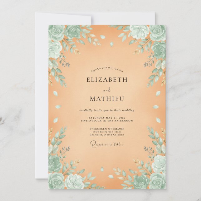 Invitation Mariage Bohème Vintage Abricot (Devant)