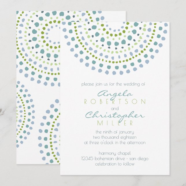 Invitation Mariage Boho Bali Green Jewels (Devant / Derrière)