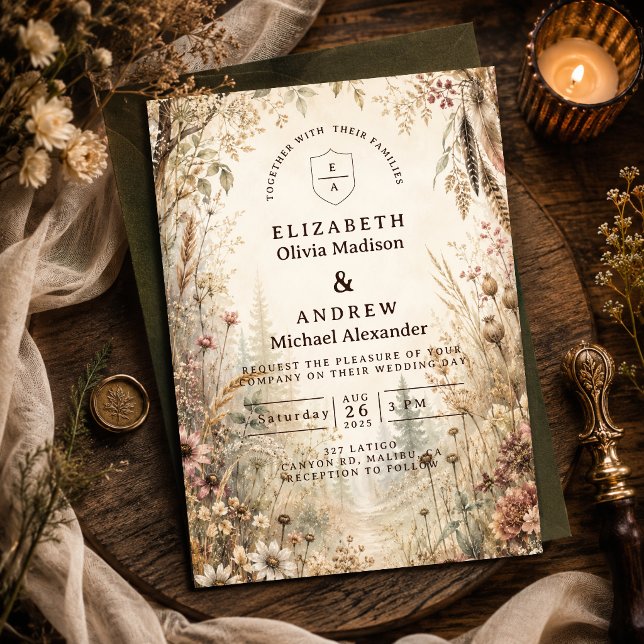 Invitation Mariage Boho Boisée Fantaisiste (Créateur téléchargé)