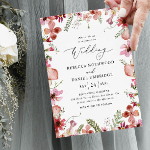 Invitation Mariage Boho Chic Dusty Rose Fleurs