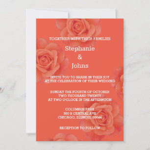 Invitation Mariage Boho Élégant Floral Orange Brûlé