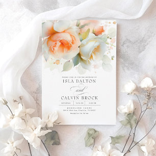 Invitation Mariage Boho en terre cuite et fleurs blanches