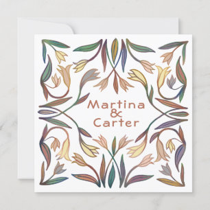 Invitation Mariage Boho Floral Art Déco Lilies