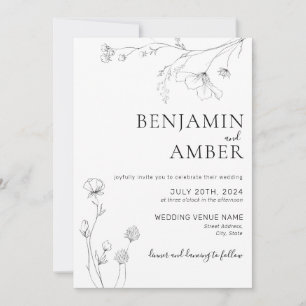 Invitation Mariage Boho minimaliste en ligne Fleur sauvage