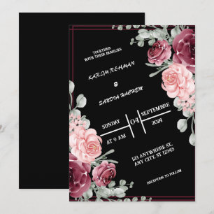 Invitation Mariage Boho moderne de la Bourgogne noire et de l