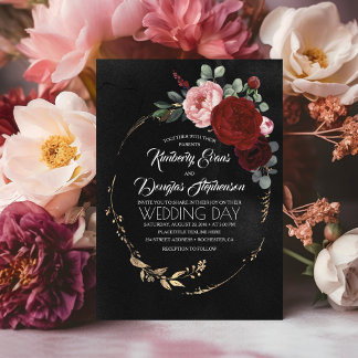 Invitation Mariage Boho moderne de la Bourgogne noire et de l
