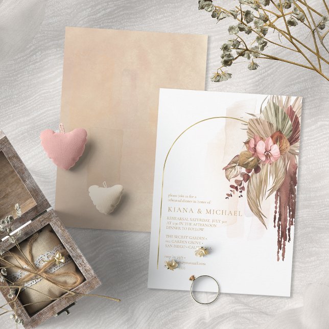 Invitation Mariage Boho Oasis Floral Réception de Répétition  (Créateur téléchargé)