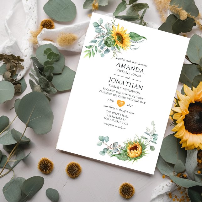 Invitation Mariage Boho Sunflower Eucalyptus (Créateur téléchargé)