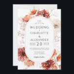 Invitation Mariage Boho Terracotta Rust Fleurs<br><div class="desc">Un cadre fleuri inspiré de la rouille terreuse rustique et des teintes de terre cuite de la nature,  pour un style boho terreux avec typographie dans un cadre fleuri.</div>