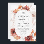 Invitation Mariage Boho Terracotta Rust Fleurs<br><div class="desc">Un cadre fleuri inspiré de la rouille terreuse rustique et des teintes de terre cuite de la nature,  pour un style boho terreux avec typographie dans un cadre fleuri.</div>