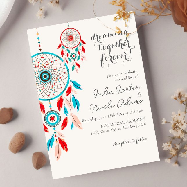 Invitation Mariage Boho Tribal plume Attrape-Rêves (Créateur téléchargé)