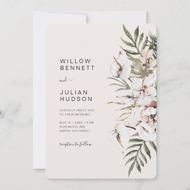 Invitation Mariage Boho Tropical Tout en un (Devant)
